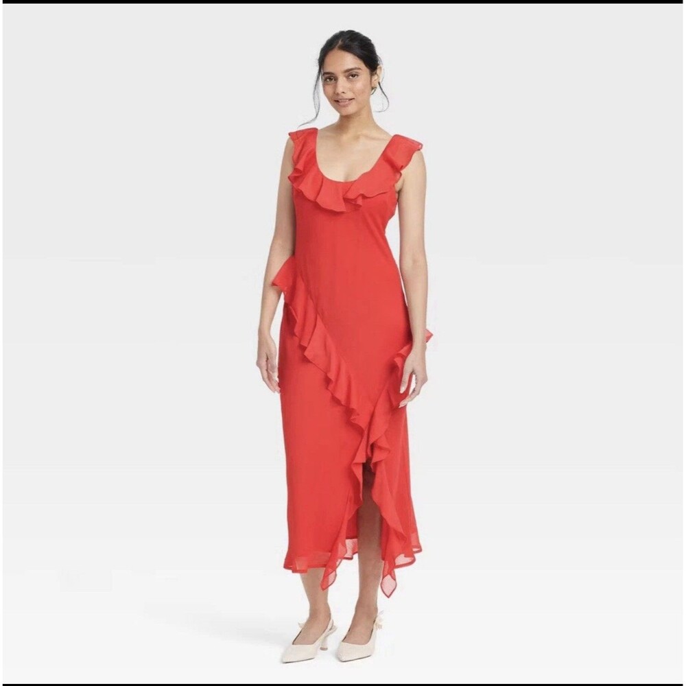 Women's Ruffle Slip Dress - A New Day Size Medium NWT Red